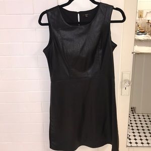 Little Black Dress. Faux Leather front.
